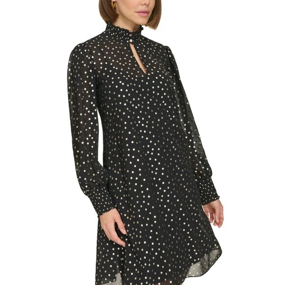 ✨ Tommy Hilfiger Metallic Dot Smocked Mock Neck Minidress – Size 2 NWT ✨ - Picture 4 of 5